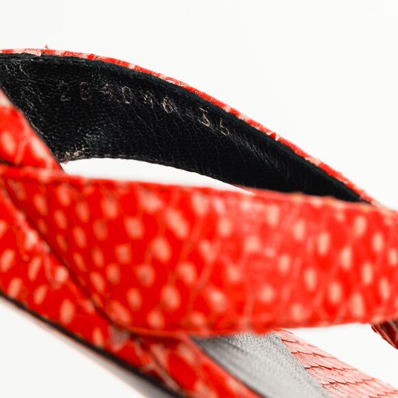 Balenciaga Orange Snakeskin-Embossed Studded Wedge Sandals - Picture 11 of 11